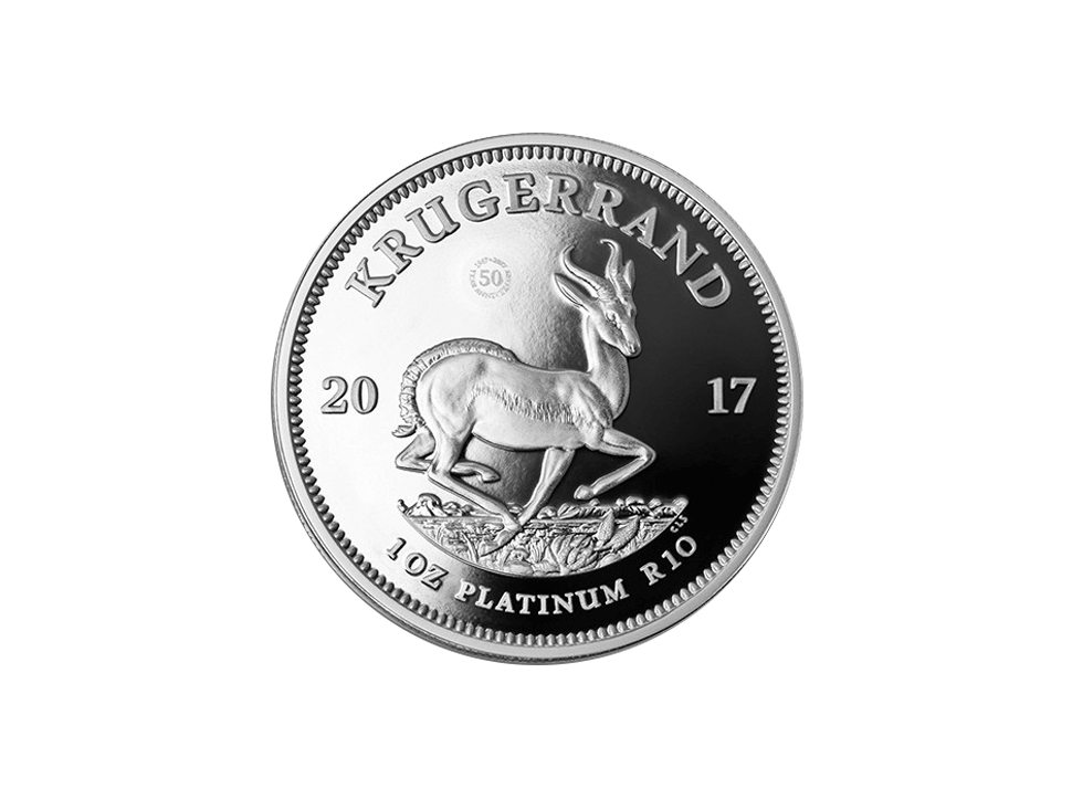 Buy original platinum coins 1 oz Krugerrand 50 years with Bitcoin!