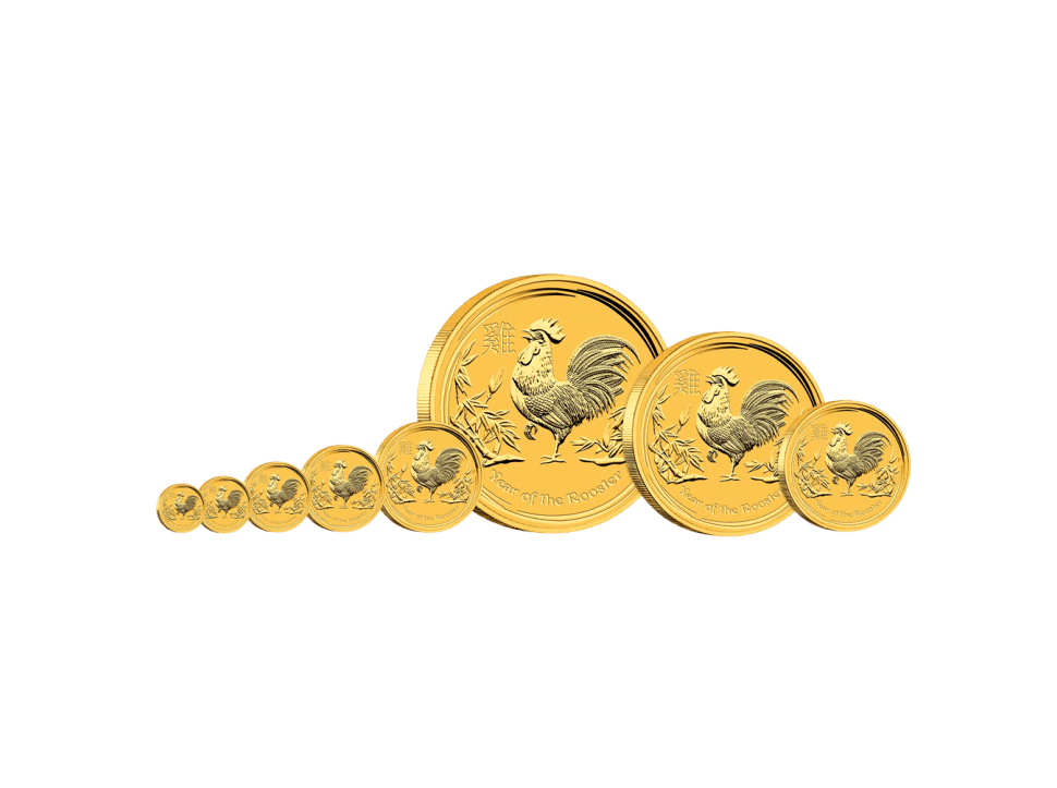 Buy original gold coins 1 oz Gold Lunar Rooster 2017 with Bitcoin!