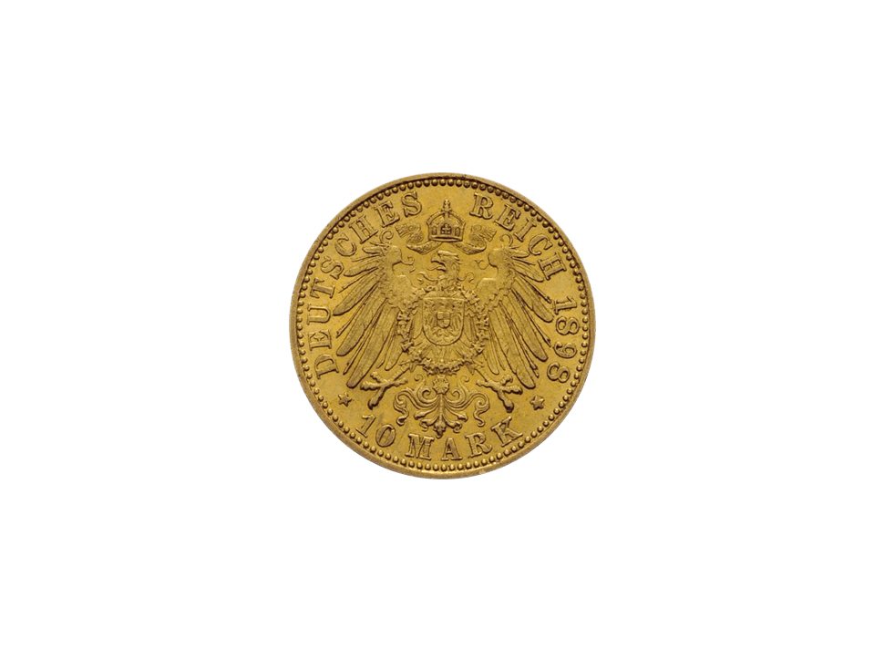 Buy original gold coins Grand Duchy of Hesse, Ernst Ludwig (1892-1918) 10 Mark with Bitcoin!