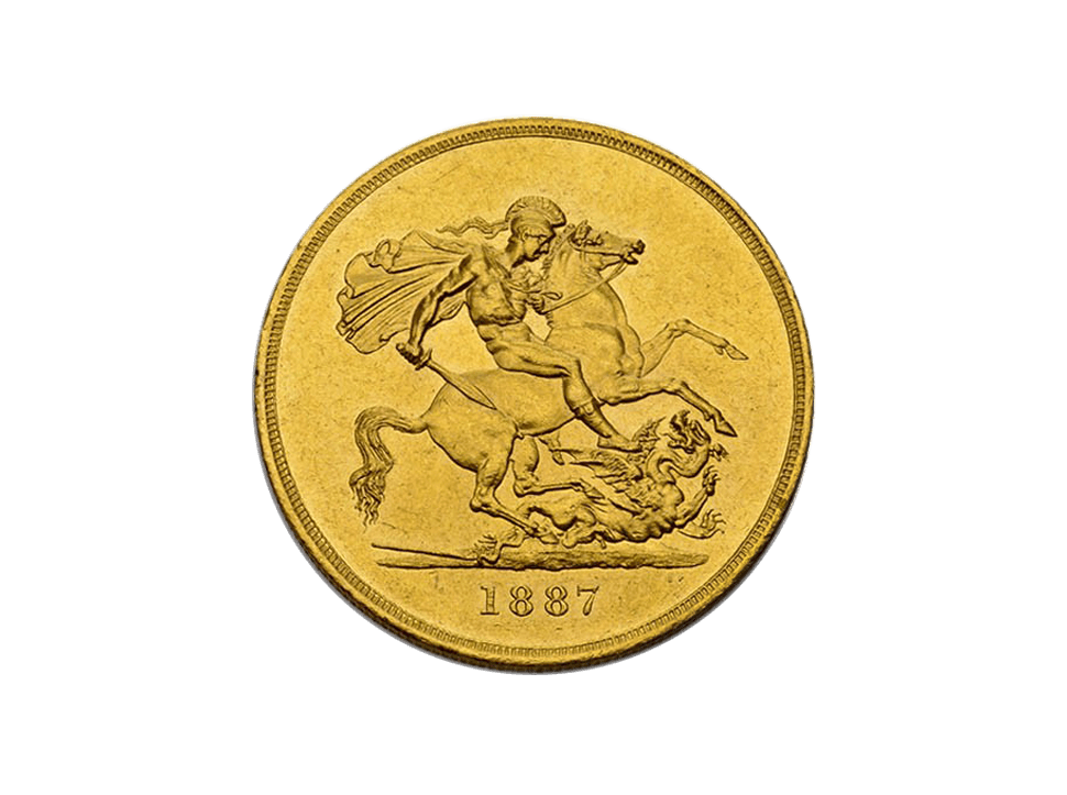 Buy original gold coins Great Britain 5 pounds 1887 Victoria with Bitcoin!