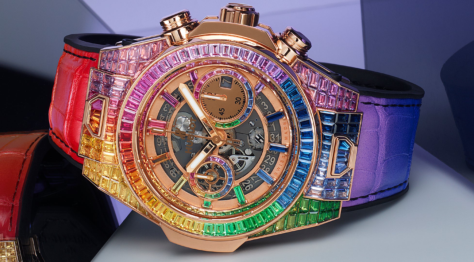 Hublot unveils Big Bang Unico full baguette King Gold Rainbow.