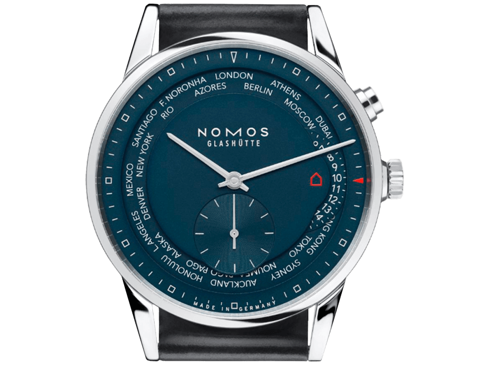 Buy original Nomos Glashuette ZURICH WORLD TIME MIDNIGHT BLUE 807 with bitcoins!