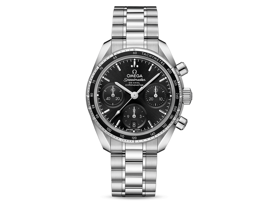 Buy original Omega Speedmaster 38 Co-Axial Chronograph 324.30.38.50.01.001 with Bitcoins!