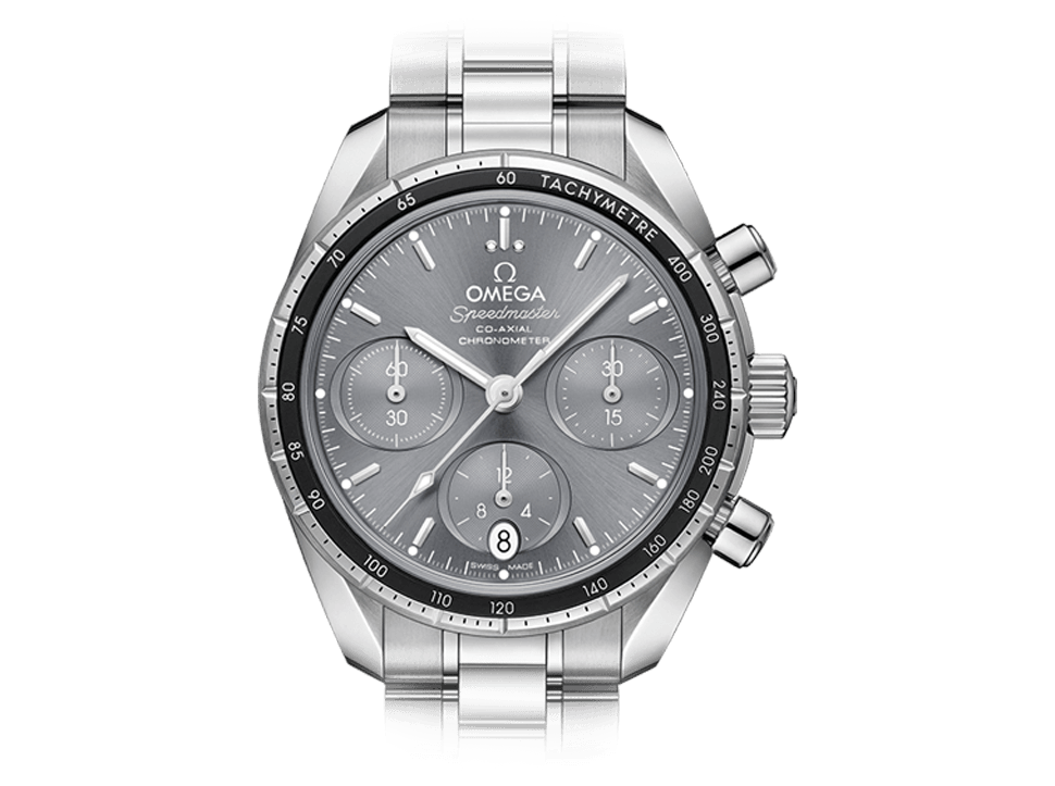 Buy original Omega Speedmaster 38 Co-Axial Chronograph 324.30.38.50.06.001 with Bitcoins!