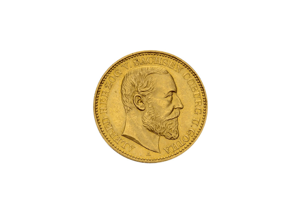 Buy original gold coins Saxe-Coburg and Gotha 20 Mark 1895 Alfred Kaiserreich with Bitcoin!