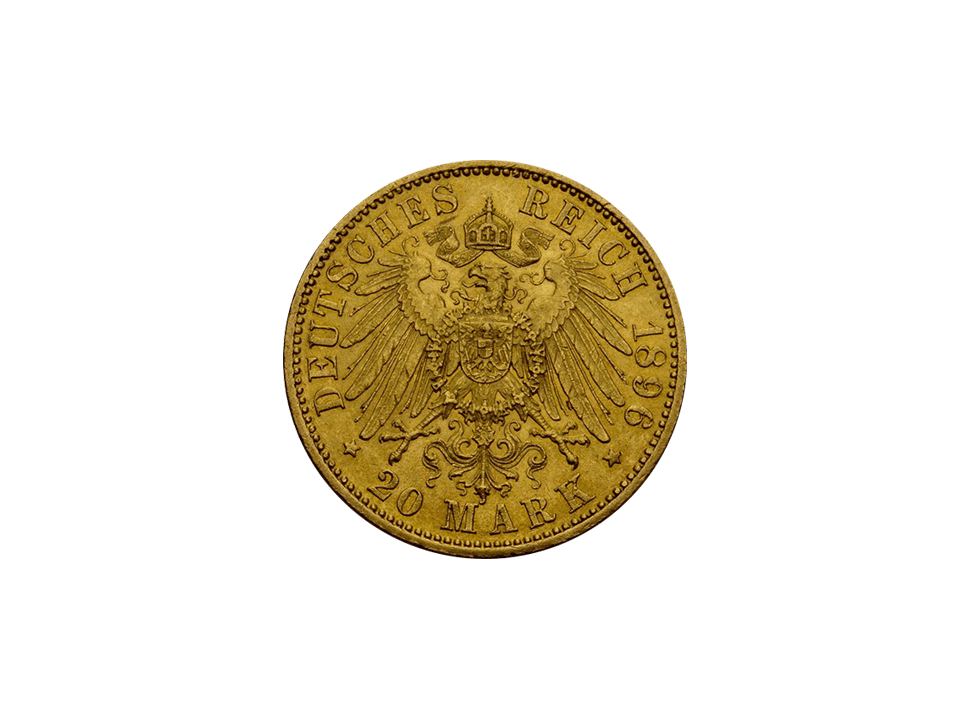 Buy original gold coins Saxony-Weimar-Eisenach 20 Mark 1896 Carl Alexander Empire with Bitcoin!