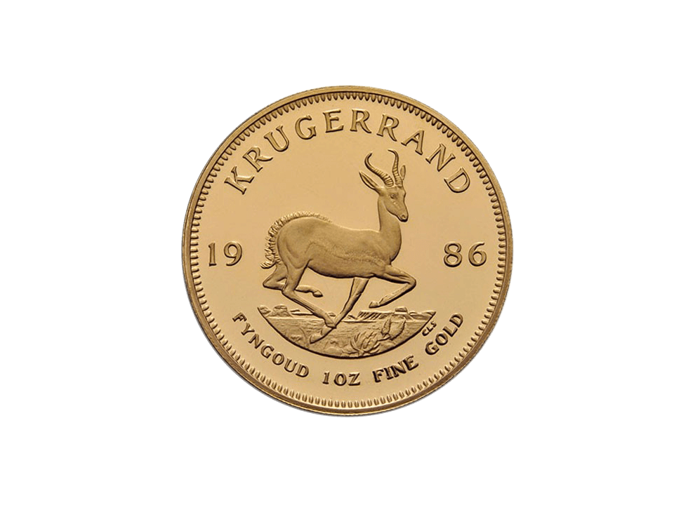 Buy original gold coins South Africa 1 oz Krugerrand 1986 with Bitcoin!