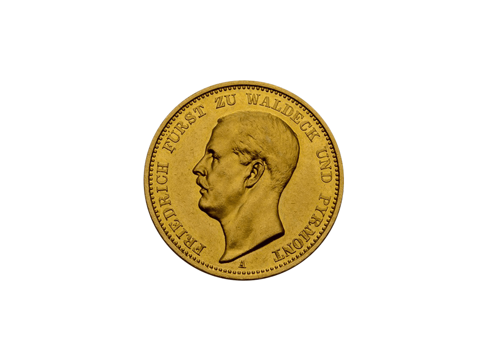 Buy original gold coins Waldeck and Pyrmont 20 Mark 1903 Friedrich Empire Gold with Bitcoin!