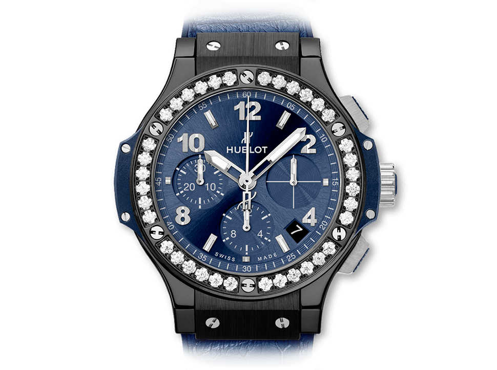 Buy original Hublot Big Bang Ceramic Blie Diamonds 341.CM.7170.LR.1204 with Bitcoins!