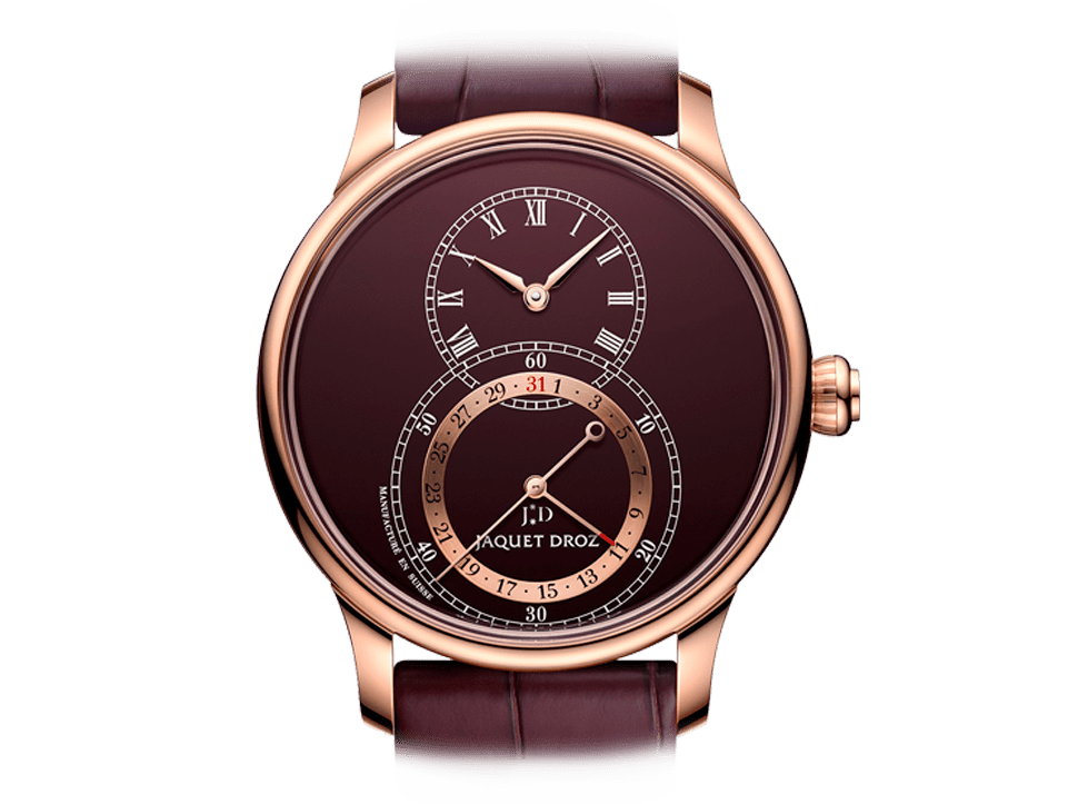 Buy original Jaquet Droz GRANDE SECONDE QUANTIÈME BURGUNDY ENAMEL	J007023202 with Bitcoins!