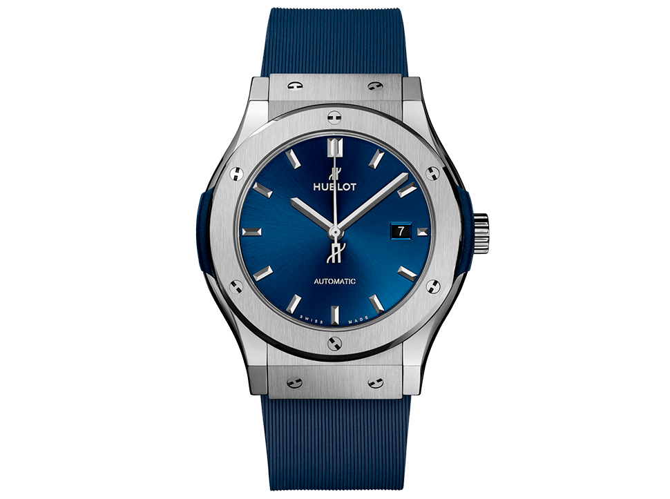 Buy original Hublot CLASSIC FUSION BLUE TITANIUM 542.NX.7170.RX with Bitcoin!