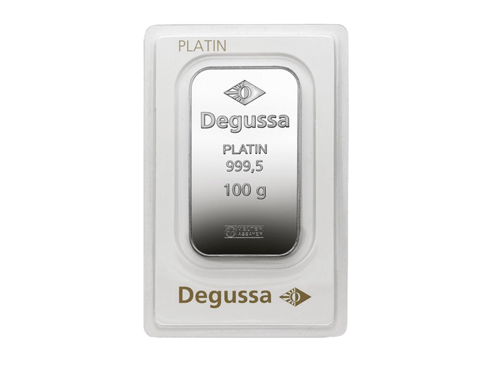  BitDials | Buy original Degussa Platinum Bar (minted) 100 g with Bitcoins!