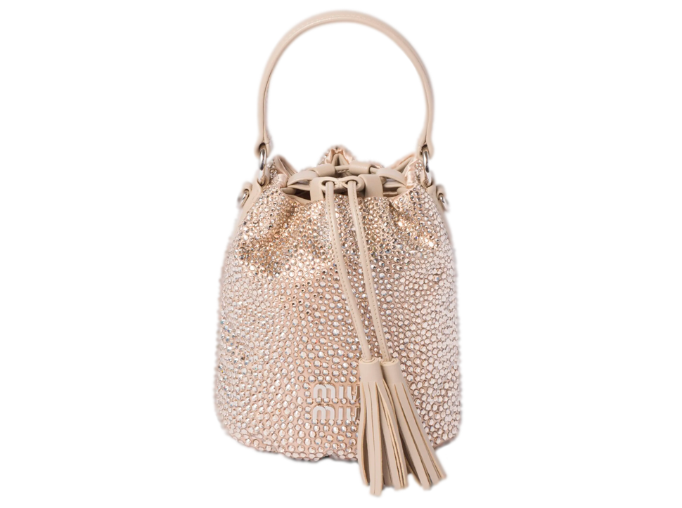 Buy original Miu Miu glass-crystal bucket bag with Bitcoins!