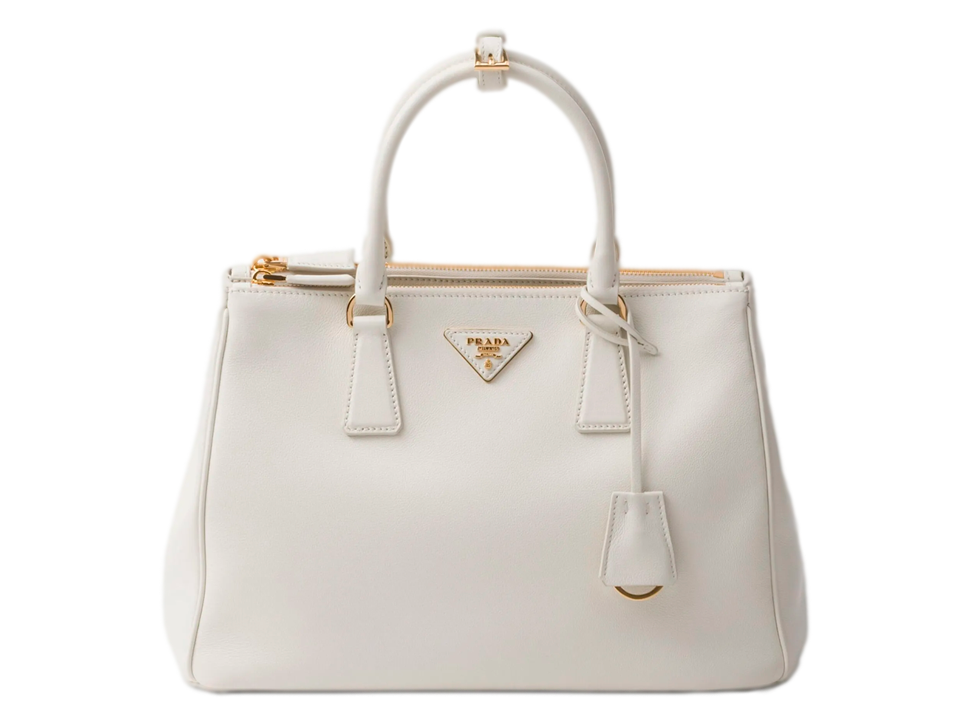 Buy original Prada large Galleria leather bag white with Bitcoins!