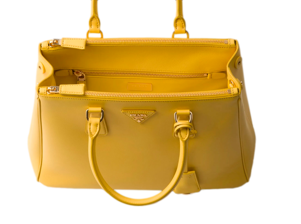 Buy original Prada large Galleria leather bag yellow with Bitcoins!