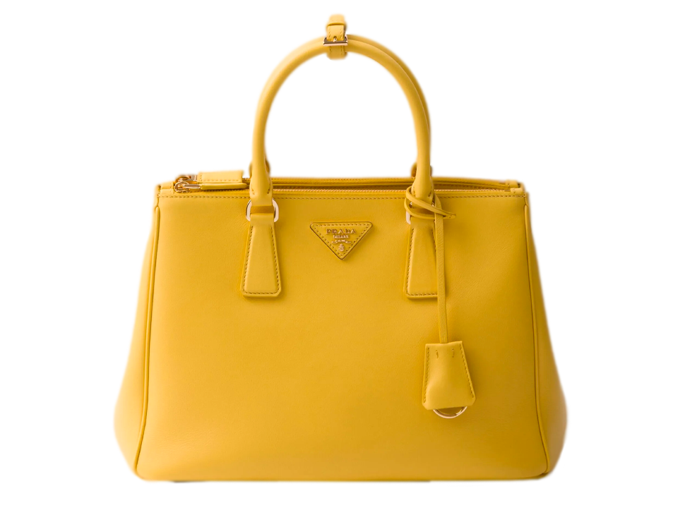 Buy original Prada large Galleria leather bag yellow with Bitcoins!