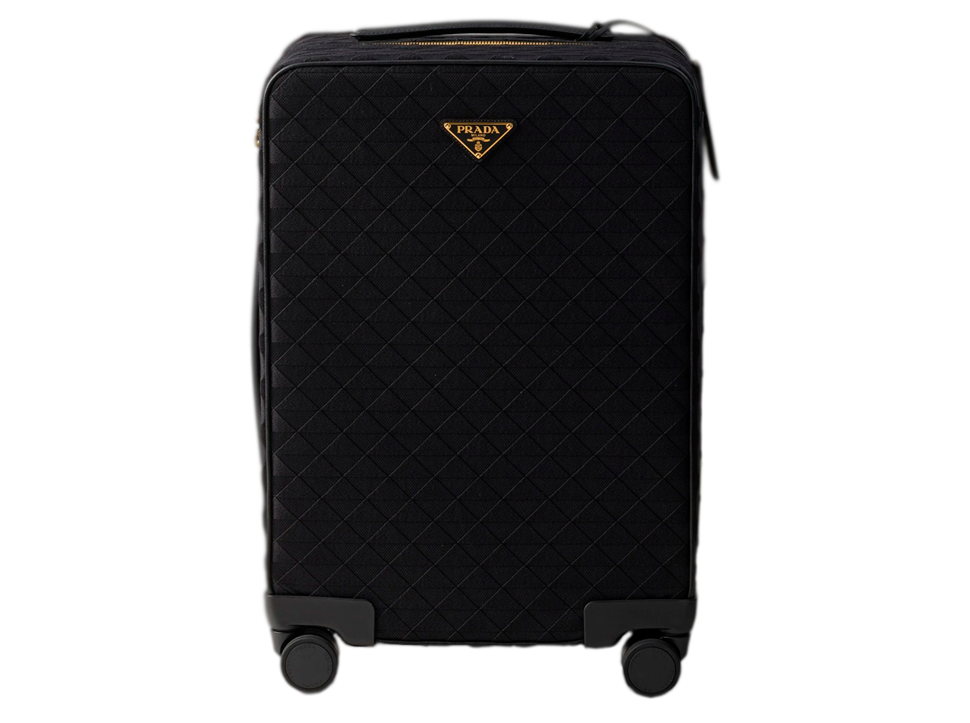 Buy original Prada triangle-logo embroidered suitcase with Bitcoins!