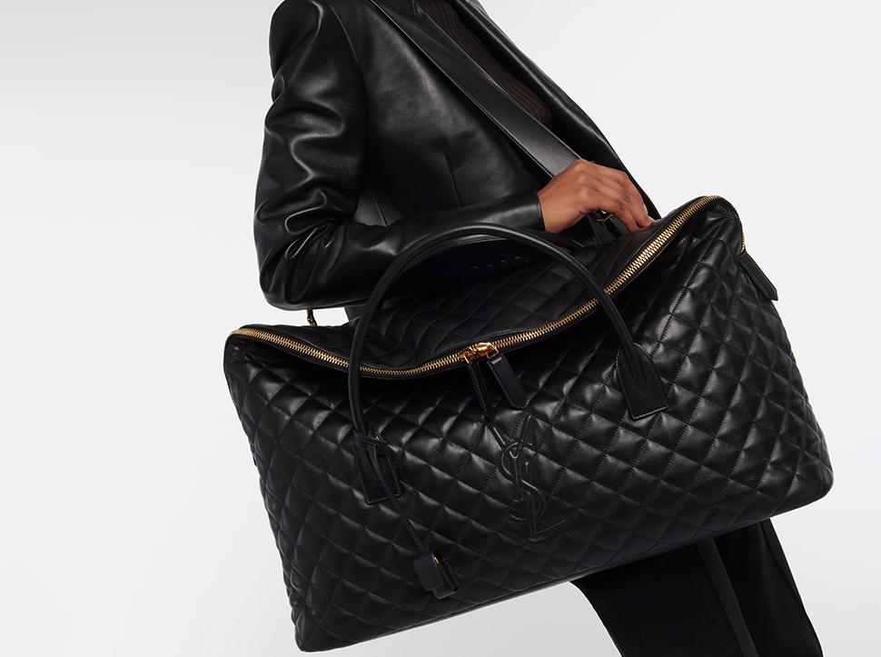 Buy original Saint Laurent Es Giant quilted leather travel bag with Bitcoins!